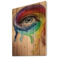 thumbnail image 2 of Designart 'Close Up Eye With Colourful Cry In A Wheel Arround' Modern Print on Natural Pine Wood, 2 of 5