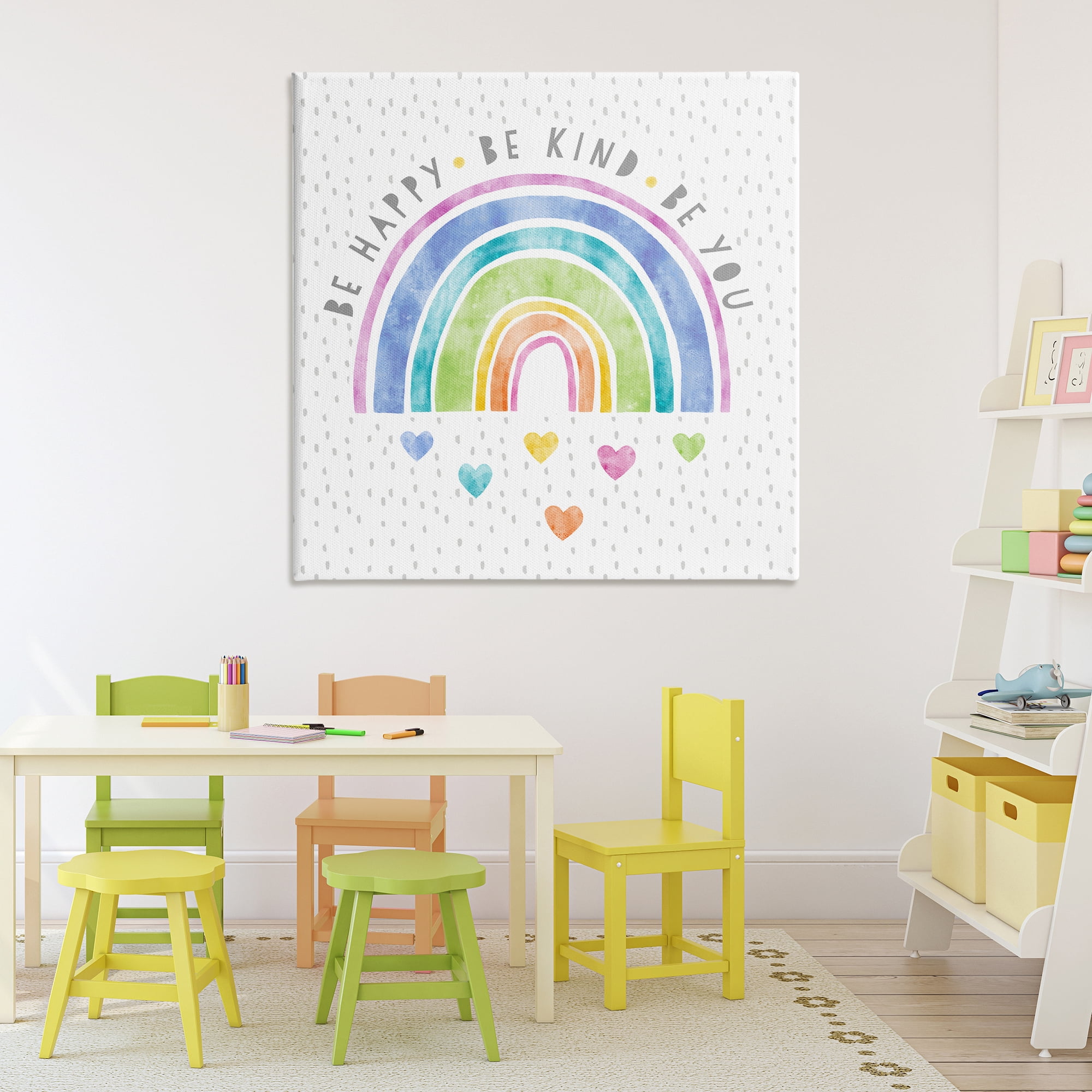 Stupell Industries Be You Hearts & Rainbow Canvas Wall Art, design by Suzanne Nicoll