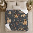 thumbnail image 5 of Pugs with Moon Stars and Floral Vines, Mystical Graphic Style for Dog Lovers, Celestial Puppy Pattern and Birthday Gift, Cozy Flannel Blanket for Bedroom and Study Room, Home Decor, 5 of 9