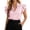 Pink, variant on Women’S Layered Ruffle Sleeve Satin Button Down Blouse, Collared V-Neck Elegant Office Casual Top, Smooth Silky Polyester Fabric, 1pc, Sizes S M L XL XXL