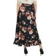 thumbnail image 5 of Phagun Cotton Ruffled Self Belt Floral Printed Magic Women's Wrap Skirt-Black, 5 of 6