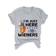 thumbnail image 4 of Ruyang Women's Tops Independence Day I'm Just Here for The Flag Print Crew Neck T Shirt Casual Short Sleeve Blouse T Shirts, 4 of 4