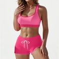 thumbnail image 4 of LADIGASU Women Solid Color Swimsuit Top Boyshort Bottom Split Two-piece Swimsuit Suit, 4 of 7