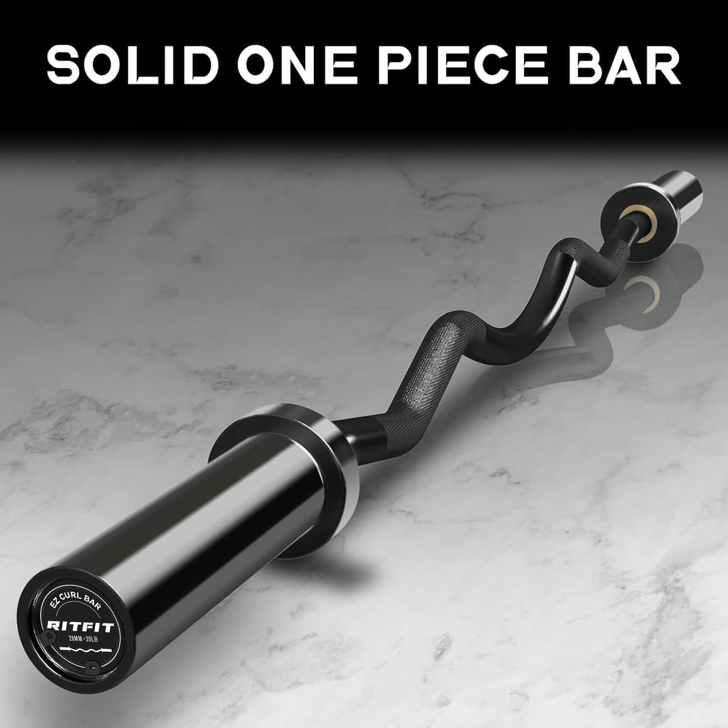 RitFit 2 Inch EZ Curl Bar with Weights, 700LBS Weight Capacity Olympic Curl Barbell for Bicep, Tricep and Weight Lifting Exercises (Black(with 85LB Weights))