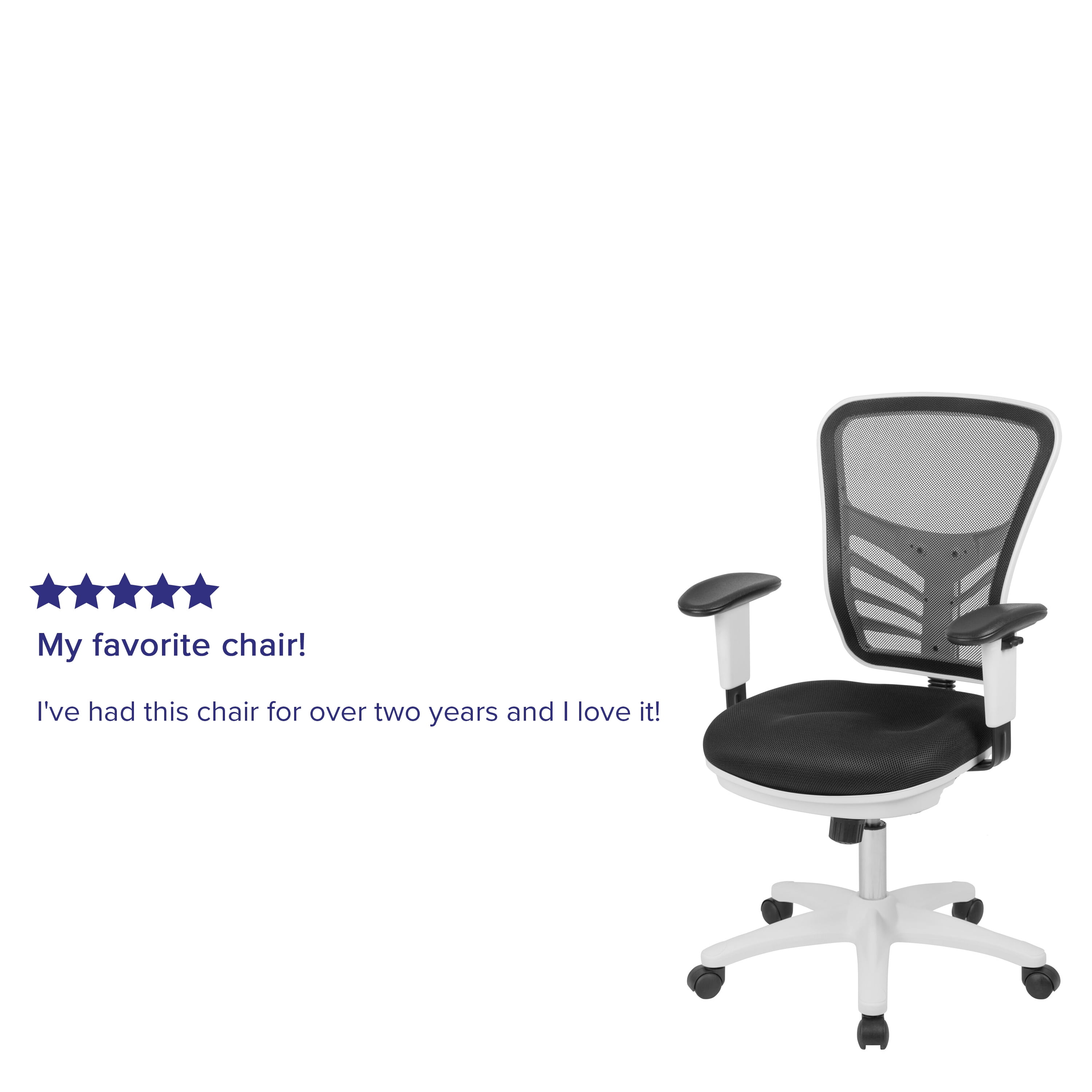 Emma + Oliver Mid-Back Black Mesh/White FrameMultifunction Ergonomic Office Chair with Arms