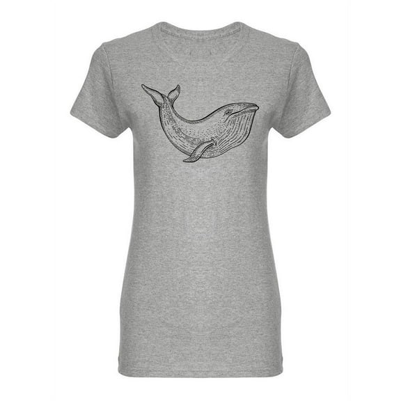 Whale Sketch Design Shaped T-Shirt Women -Image by Shutterstock, Female Small