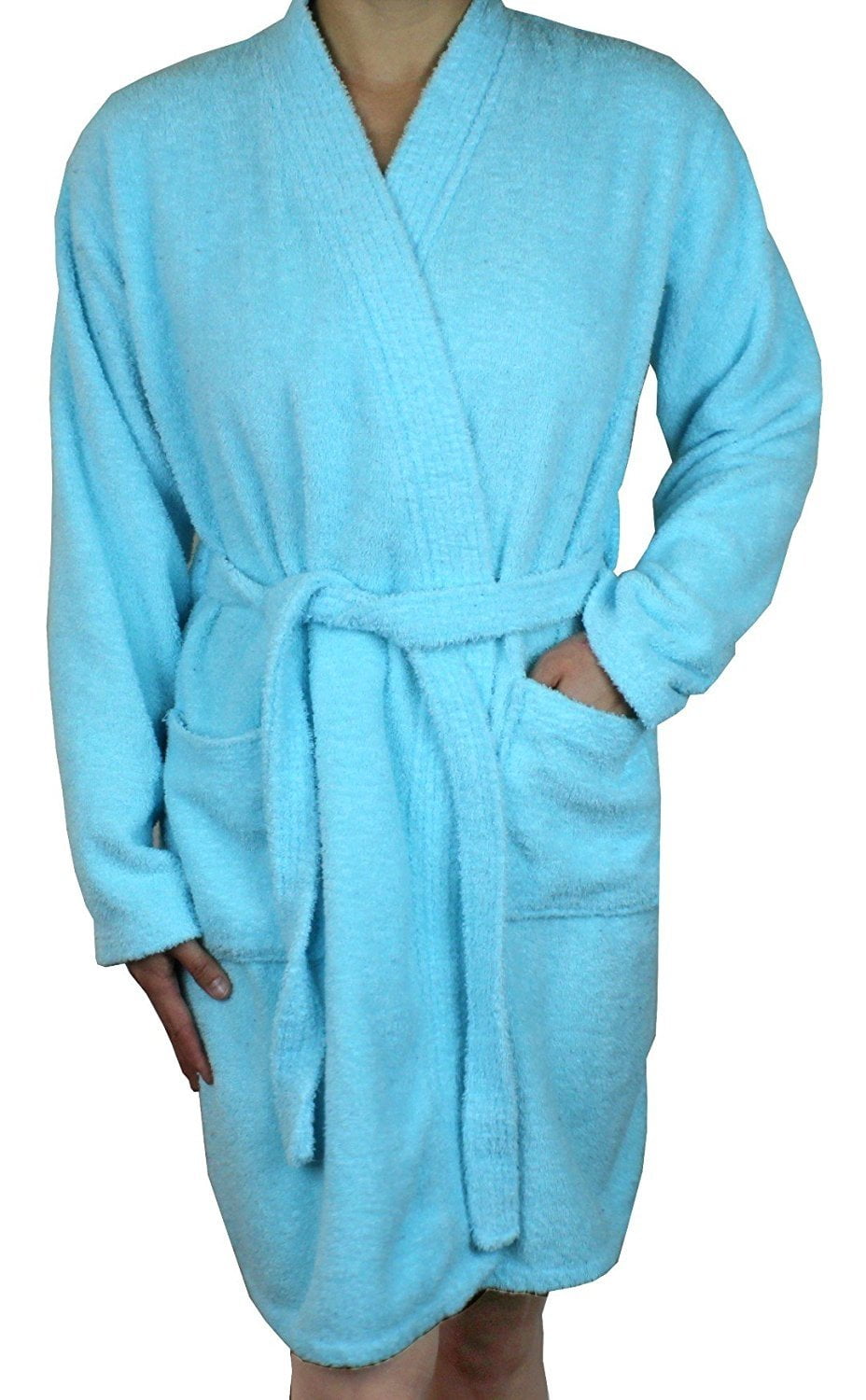 Ms Lovely Women's Cotton Terry Cloth Long Sleeve Bathrobe Soft