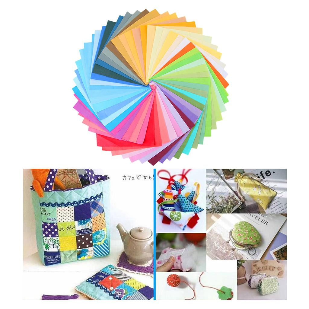 AIGIA 50 Piece Quilting Fabric Bundles Solid Colors Pure Cotton, Precut Squares Sewing Quilting Patchwork Scraps for DIY Crafting