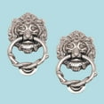 thumbnail image 2 of Chrome Plated Solid Cast Brass Lion Front Door Knocker 6.25" H Decorative Antique Shiny Lion Ring Style Entry Door Vintage Metal Knockers w/Hardware Renovators Supply Pack of 2, 2 of 3