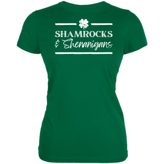 St Patricks Day Shamrock and Shenanigans Juniors Soft T Shirt
