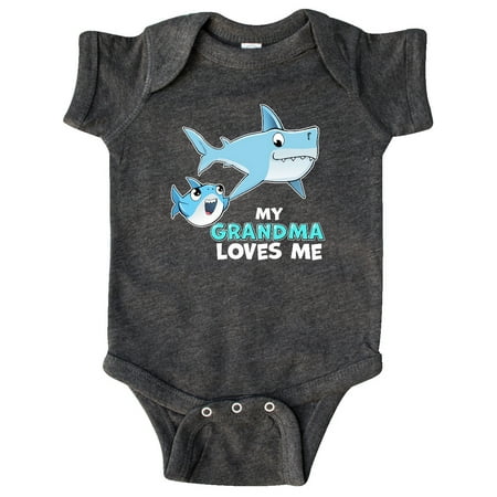

Inktastic My Grandma Loves Me with Cute Sharks Gift Baby Boy or Baby Girl Bodysuit