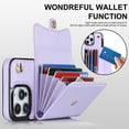 thumbnail image 2 of Allytech Slim Wallet Case for iPhone 14 Pro, Kickstand Card Slots Cover with Wrist & Crossbody Shoulder Strap for Women Girls, Shockproof Non-Slip Soft TPU Back Case  for iPhone 14 Pro - Purple, 2 of 9