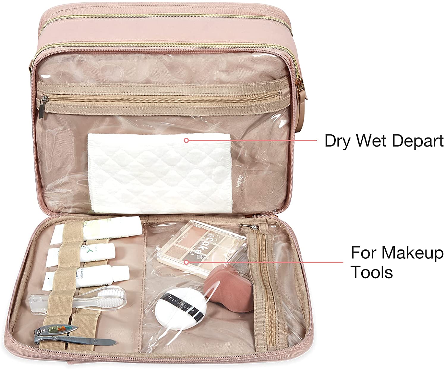 Large Toiletry Bag, Travel Makeup Organizer, Water-resistant Makeup Cosmetic Bag Door Room Essentials Travel Bag for Accessories, Shampoo, Full Sized Container, Toiletries (Black, Large)