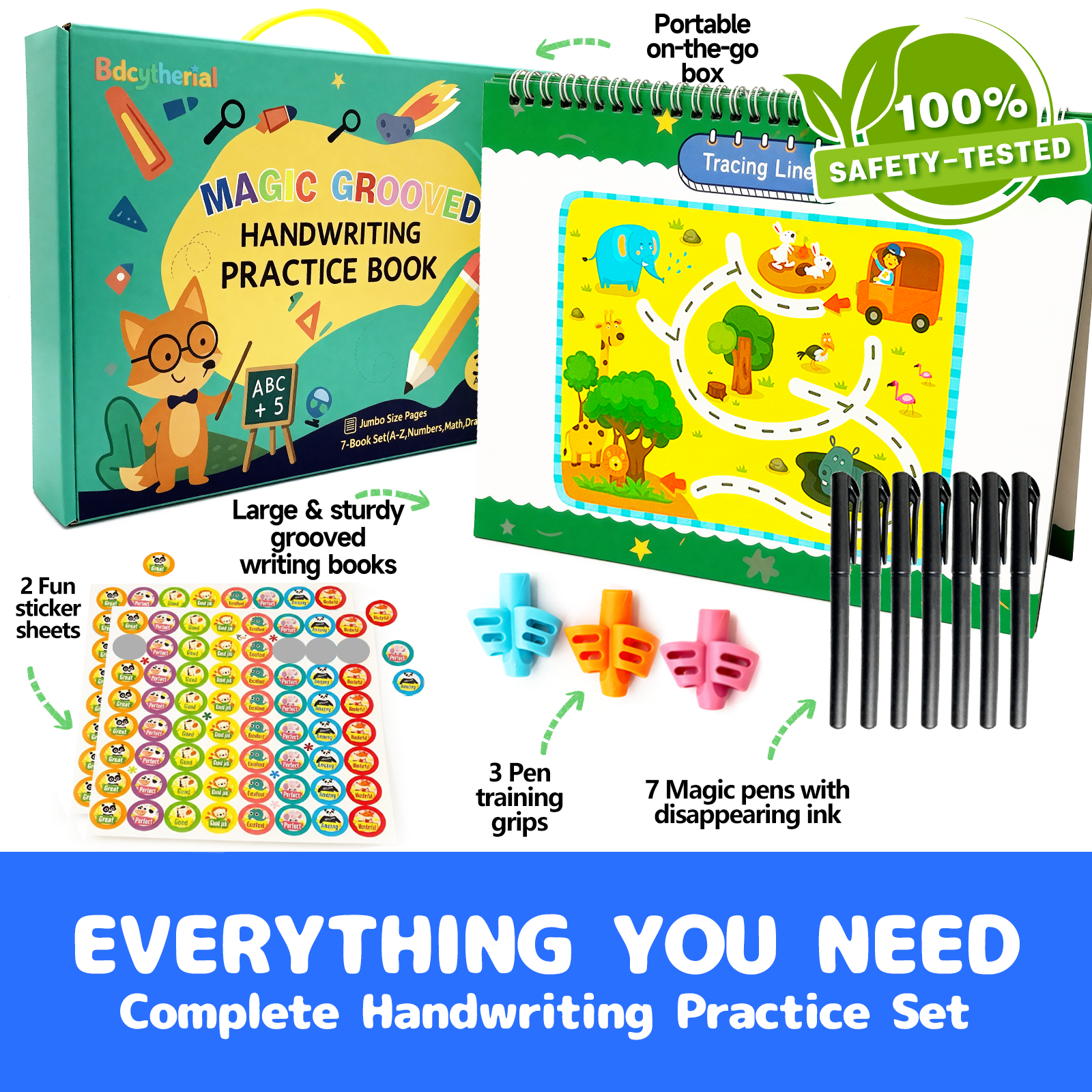 Magic Grooved Writing Practice, Large Grooved Handwriting Books Practice for Kids , Preschool Learning Activities, Tracing Books for Kids Ages 3-8, Preschool Workbook, Reusable Write Number Letter