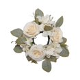 thumbnail image 2 of Corona de flores de rosas para colgar en la pared, adorno de vela para festivales de San Valentín. Blanco, 2 of 9
