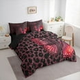 thumbnail image 3 of Manfei Gradient Red Butterfly 7pcs Bedding Comforter Set for Teens Children Female,Leopard Print Queen Bedding Sets Super Cozy,Bling Glitter Queen Sheet Sets,Luxury Bedroom Decor,Reversible, 3 of 8