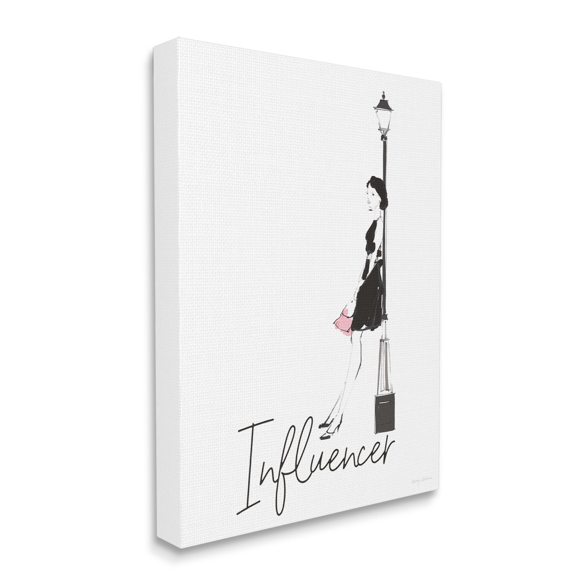 Stupell Industries Chic Influencer Calligraphy Woman Leaning Lamp Post Graphic Art Gallery Wrapped Canvas Print Wall Art, Design by Avery Tillmon
