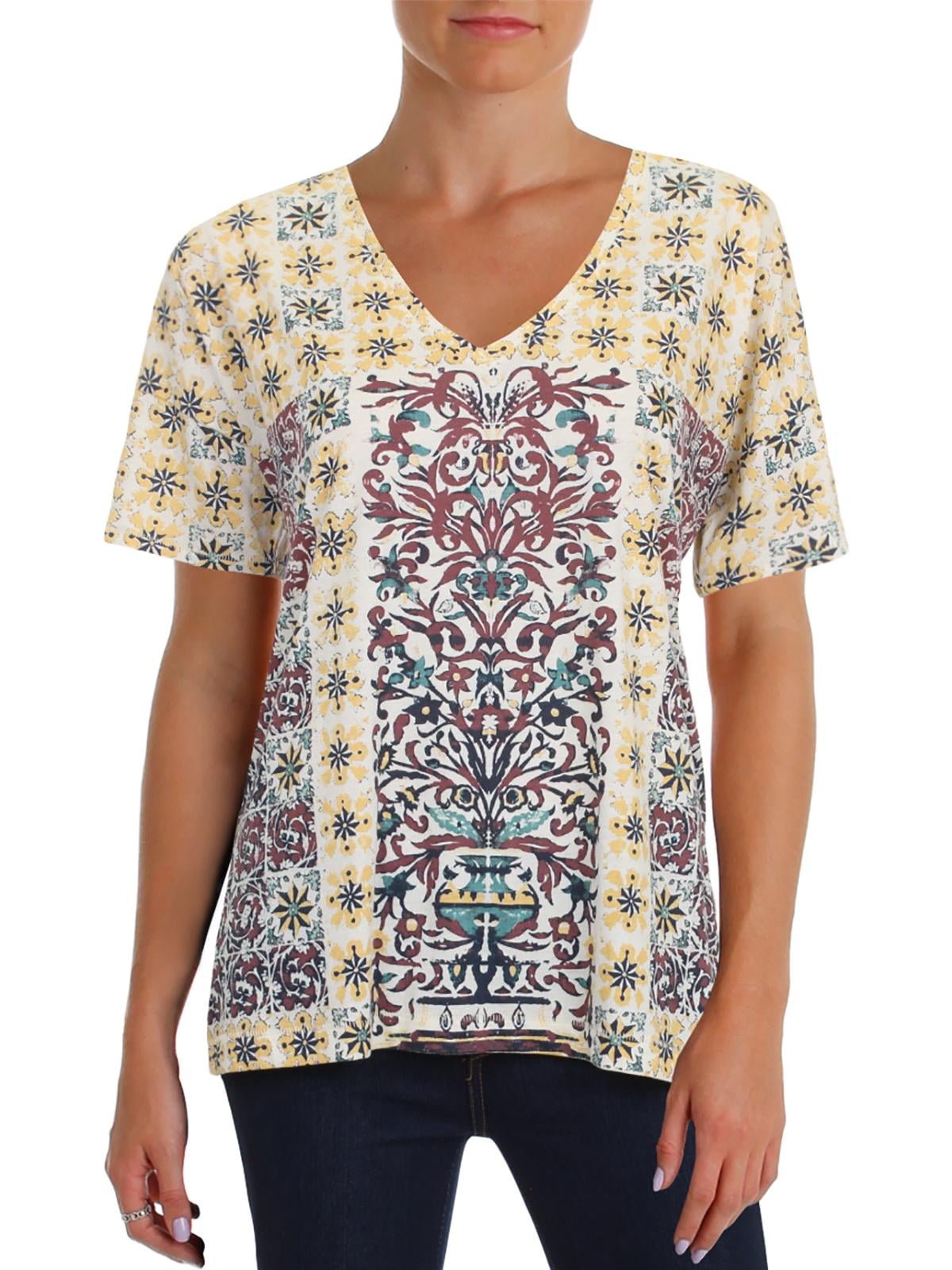 Lucky Brand Lucky Brand Womens Printed VNeck TShirt