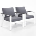 thumbnail image 7 of Superjoe Outdoor Aluminum Patio Furniture Chair Set of 2, Metal All-Weather Modern Patio Sofa Deep Seating Chair with Wood Accent Armrest and Angled Backrest, White, 7 of 7