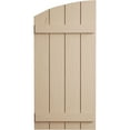 thumbnail image 2 of Ekena Millwork 22"W x 26"H (18 5/8" Low Side) Timberthane Rough Sawn Four Board Joined Board-n-Batten w/Elliptical Top Faux Wood Shutters (Per Pair), Primed Tan, 2 of 6