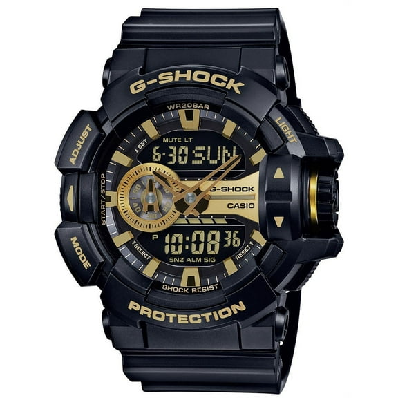 G-Shock by Casio Men's 55mm Resin Shock Resistant Wristwatch, Black & Gold, (GA400GB-1A9CR)