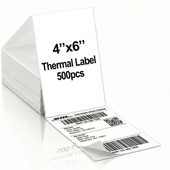 DualFerv Thermal Shipping Labels 4x6, Self-Adhesive Fanfold Shipping Label Paper for Thermal Printers, 500 Labels
