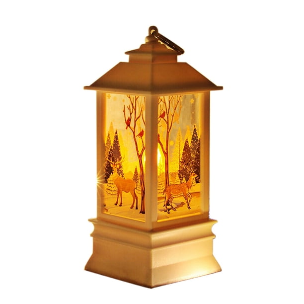 Toystoory Navidad Retro Castillo luces candelabro árbol de Navidad ciervo viejo muñeco de nieve linterna noche luz escritorio DIY adornos Kits de decoración para fiestas ciervo blanco Toystoory HA1720-01