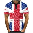 thumbnail image 1 of YDLCAFD Mode Hommes Printemps Été Manches Courtes Col Rabattu T-Shirts Imprimés Drapeau Haut Blouse, 1 of 4