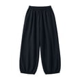thumbnail image 3 of ITSAME Cotton Linen Pants for Women, Drawstring High Waist Loose Fit Athletic Casual Tapered Pants Black Size 3XL, 3 of 4