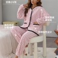 thumbnail image 3 of Conjunto de pijama cálido y grueso para mujer, pantalones de manga larga de felpa, traje de terciopelo, ropa térmica para el hogar, invierno, 2 piezas, 3 of 4