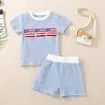 thumbnail image 4 of UAYOTSE Toddler Baby Boy Summer Clothes Truck Print Short Sleeve Top T - shirt and Shorts 2 Piece Summer Outfits Set kid clothes under $5.00(6-12 Months,Blue), 4 of 6