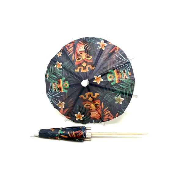 Drink Umbrella Decoration, Tiki Mask Theme, 20 Count