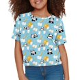 thumbnail image 3 of Uourmeti Pandas O Neck Short Sleeve Kids Cute Short Crop Top Casual Soft Sports Tee Lightweight Loose Pullover for 9-10 Girls, 3 of 5