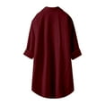 thumbnail image 4 of UAMVSH Cotton Linen Tops for Women Baggy Full Sleeve Button down Blouse Lightweight Oversized Collared Long Shirts with Pockets(Small,Wine), 4 of 4