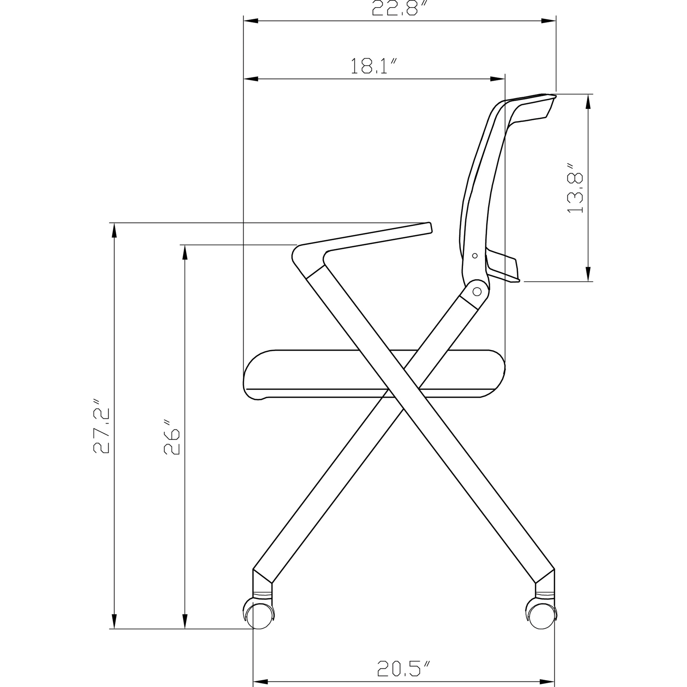 Lorell Plastic Arms/Back Nesting Chair Black Fabric Seat - Black Plastic Back - Metal Frame - 24.4" Width x 22.9" Depth x 35.4" Height - 2 / Carton - image 5 of 6