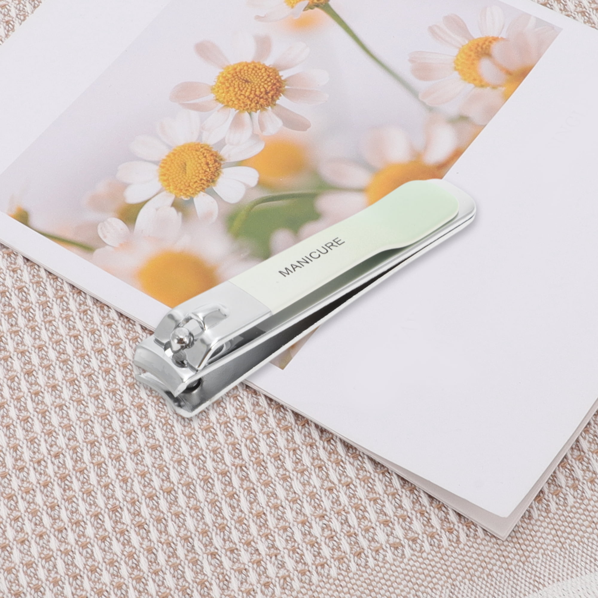Unique Bargains 2pcs Slanted Nail Clippers Set Green Large