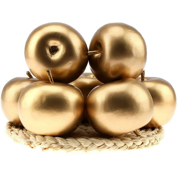 6 PCS Artificial Gold Apple Fake Apples Fruit Home Party Christmas Decoration