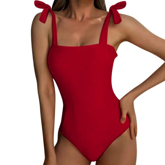 Women's One Piece Swimsuit Printed Lace Up Bathing Suit Swimmwear Swimsuits