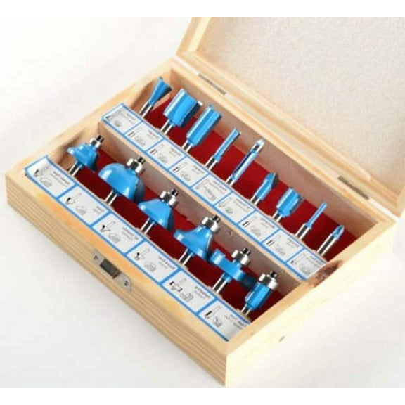 ToolUSA 15-Piece Tungsten Carbide Router Bits | Comprehensive Woodworking Set | Detailed Cutter Diagrams | Superior Durability | Includes Custom Wooden Storage Box