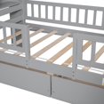 thumbnail image 6 of Twin Size Platform Bed with 2 Drawers, Solid Wood Platform Bed Frame with Fence Guardrails and House-shaped Headboard Bookshelves for Teens Boys and Girls,Gray, 6 of 7