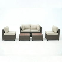 Deko Living 8 Piece Brown Outdoor Sectional Wicker Sofa Chairs and Tables