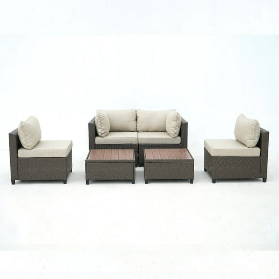 Deko Living 8 Piece Brown Outdoor Sectional Wicker Sofa Chairs and Tables