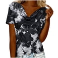thumbnail image 2 of Blczomt Womens Blouse Black Cowl Neck Casual Cute T Shirt Trendy 2026 Tie Dye,M, 2 of 6