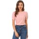 thumbnail image 1 of INSPIRE CHIC Blusa De Manga Corta Abullonada Vintage Con Cuello Redondo Y Guinga Informal De Verano Para Mujer Rosa M, 1 of 6