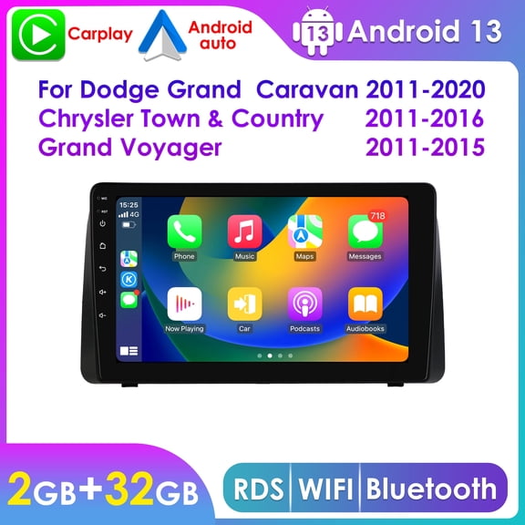 Hizpo Apple CarPlay Android 13 Wifi Car Stereo Radio GPS For Dodge Grand Caravan 2011 2012 2013 2014 2015 2016 2017 2018 2019 2020/ Chrysler Town & Country 2011-2016/ Chrysler Grand Voyager 2011-2015