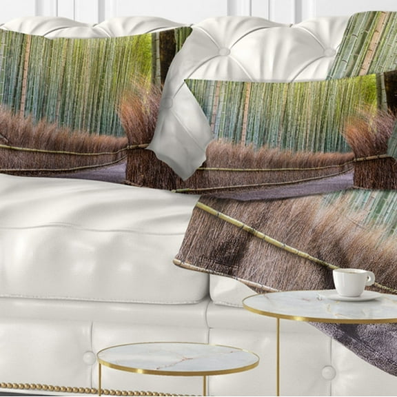 Designart 12" x 20" Green Polyester Throw Pillow