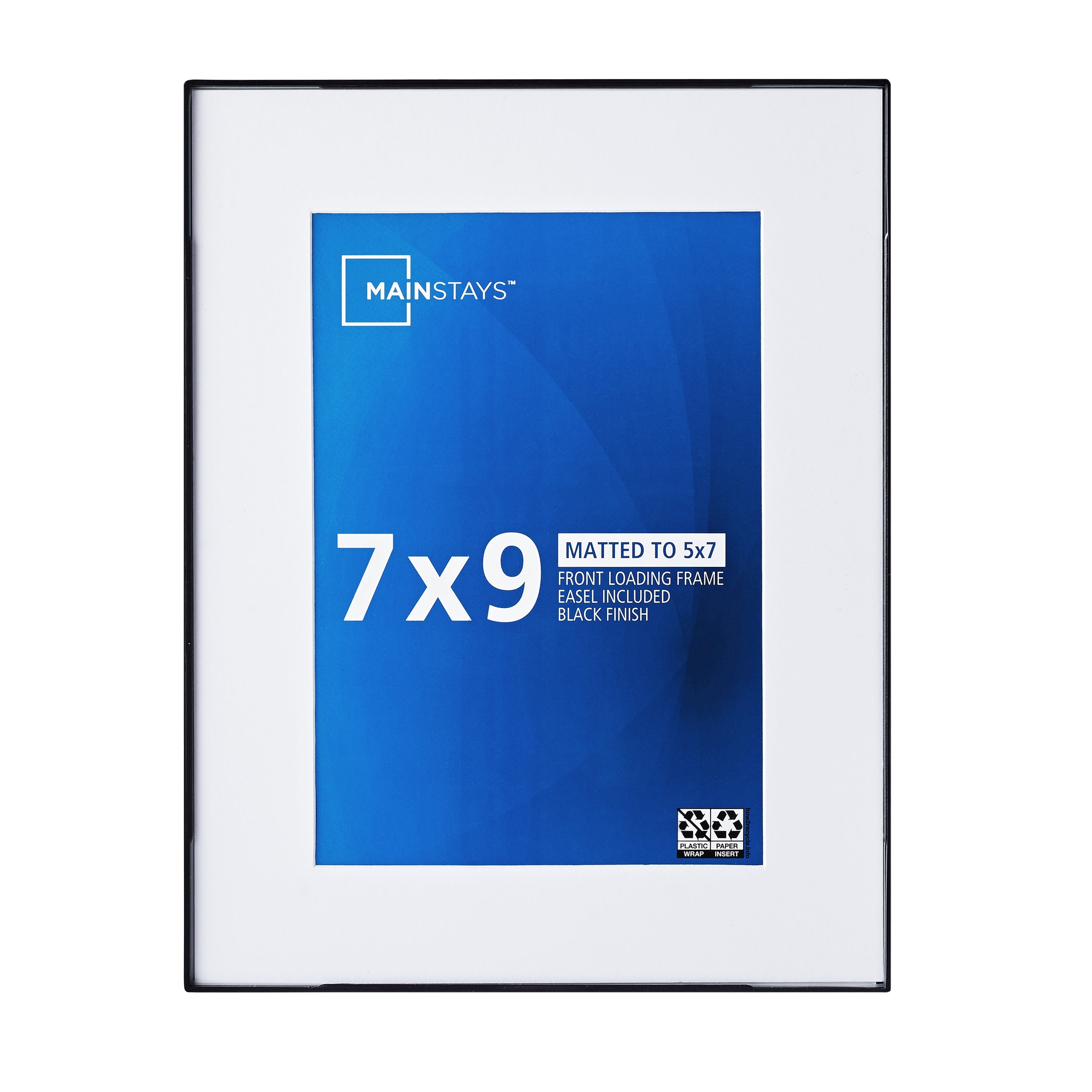 Mainstays 7x9 Matted to 5x7 Front Loading Picture Frames, Black