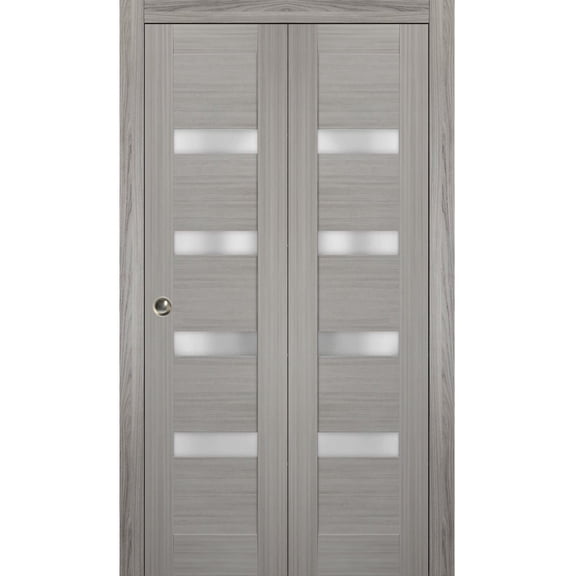 Sliding Closet Bi-fold Doors | Quadro 4113 Grey Ash with Frosted Glass