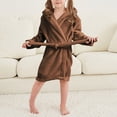 thumbnail image 5 of Gibobby Boys Girls Kids Thick Coral Fleece Bathrobe,Warm Cozy Hooded Robe with Adjustable Belt,Cute Print,for Boys Girls Toddlers 2-12T for Cold Weather Kids Pajamas,Brown,Size 3-4T, 5 of 9