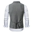 thumbnail image 6 of Aueoeo Men's Vintage Stripe Vests formal Dress Business Slim Fits Sleeveless Jacket Thin Suit Performance Elegant Waistcoat, 6 of 7